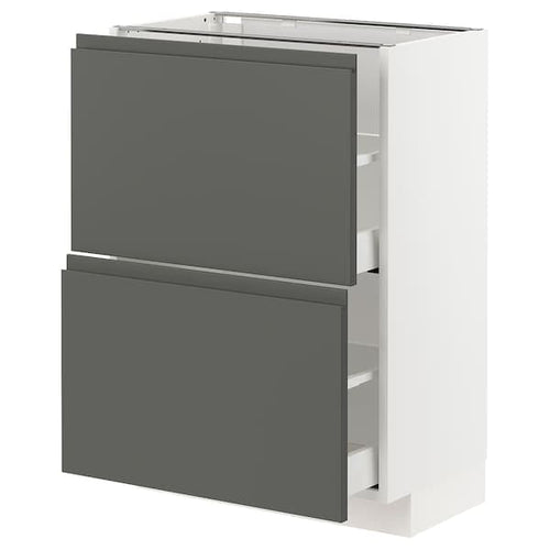 METOD / MAXIMERA - Base cabinet with 2 drawers, white/Voxtorp dark grey , 60x37 cm