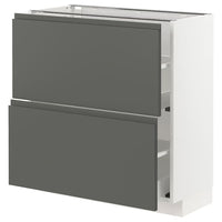 METOD / MAXIMERA - Base cabinet with 2 drawers, white/Voxtorp dark grey, 80x37 cm - best price from Maltashopper.com 09310324