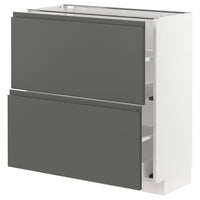 METOD / MAXIMERA base cabinet with 2 drawers, white/Voxtorp dark grey, 80x37 cm