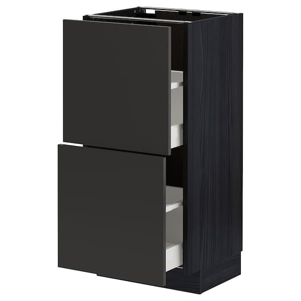 Ikea METOD / MAXIMERA - Base cabinet with 2 drawers, black/Nickebo matt anthracite, 40x37 cm