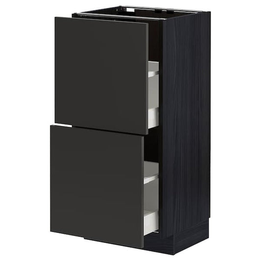 Ikea METOD / MAXIMERA - Base cabinet with 2 drawers, black/Nickebo matt anthracite, 40x37 cm