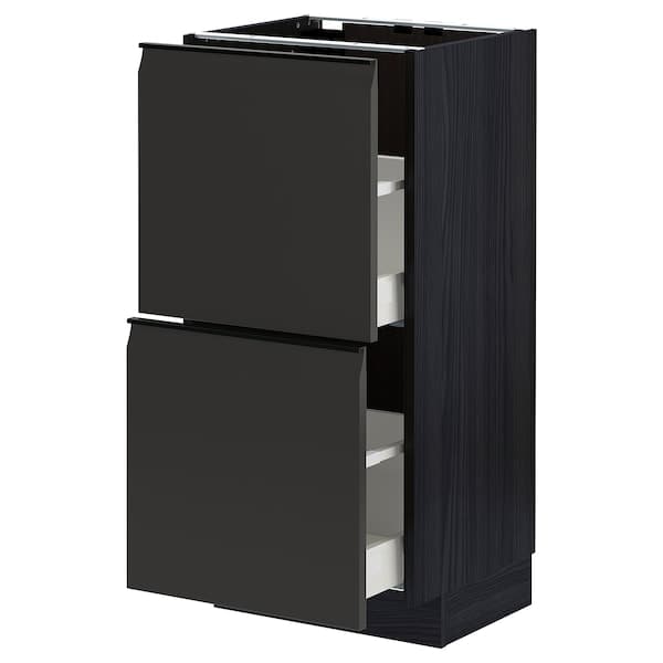 METOD / MAXIMERA - Base cabinet with 2 drawers, black/Upplöv matt anthracite , 40x37 cm - best price from Maltashopper.com 89495489