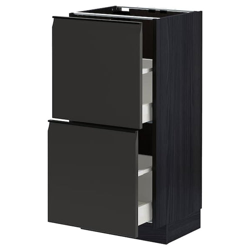 METOD / MAXIMERA - Base cabinet with 2 drawers, black/Upplöv matt anthracite , 40x37 cm