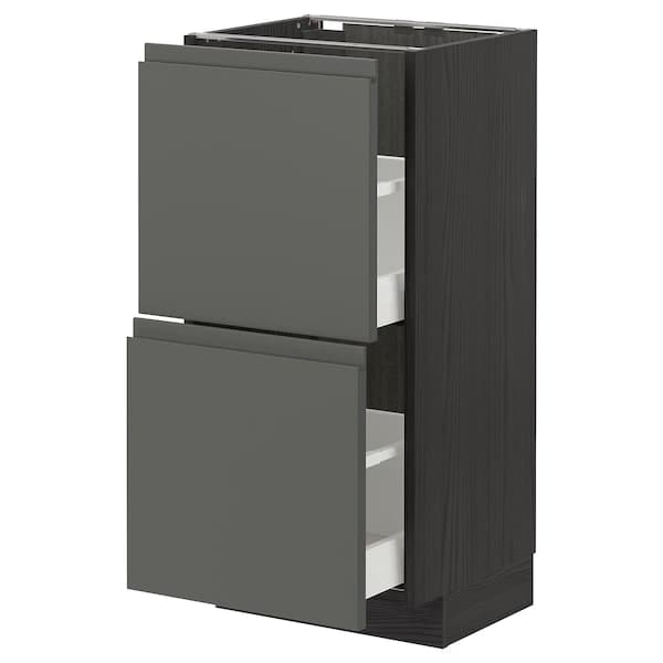 Ikea METOD / MAXIMERA - Base cabinet with 2 drawers, black/Voxtorp dark grey, 40x37 cm