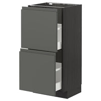 METOD / MAXIMERA - Base cabinet with 2 drawers, black/Voxtorp dark grey, 40x37 cm - best price from Maltashopper.com 09311026