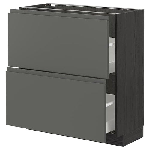 METOD / MAXIMERA - Base cabinet with 2 drawers, black/Voxtorp dark grey , 80x37 cm