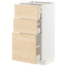 METOD / MAXIMERA base cabinet with 3 drawers, white/Askersund light ash effect, 40x37 cm