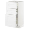 METOD / MAXIMERA base cabinet with 3 drawers, white/Axstad matt white, 40x37 cm