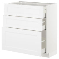 METOD / MAXIMERA - Base cabinet with 3 drawers, white/Axstad matt white, 80x37 cm - best price from Maltashopper.com 39288374