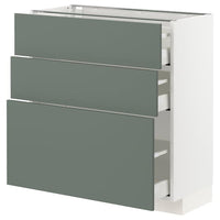METOD / MAXIMERA - Base cabinet with 3 drawers, white/Bodarp grey-green, 80x37 cm - best price from Maltashopper.com 49316852