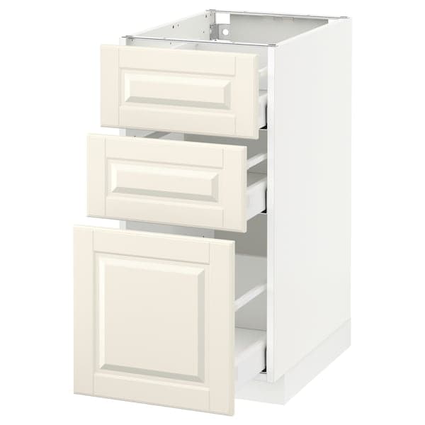 METOD / MAXIMERA - Base cabinet with 3 drawers, white/Bodbyn off-white, 40x60 cm - best price from Maltashopper.com 99110453
