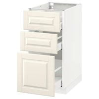 METOD / MAXIMERA - Base cabinet with 3 drawers, white/Bodbyn off-white, 40x60 cm - best price from Maltashopper.com 99110453