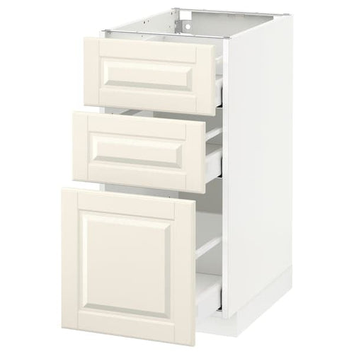 METOD / MAXIMERA - Base cabinet with 3 drawers, white/Bodbyn off-white, 40x60 cm
