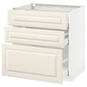 METOD / MAXIMERA base cabinet with 3 drawers, white/Bodbyn off-white, 80x60 cm