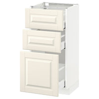 METOD / MAXIMERA - Base cabinet with 3 drawers, white/Bodbyn off-white, 40x37 cm - best price from Maltashopper.com 99113588