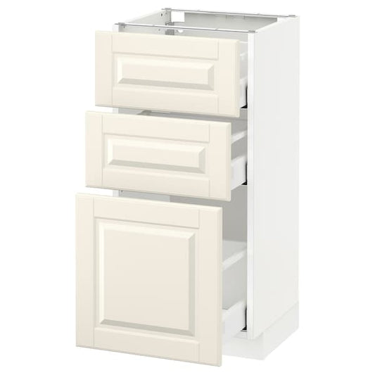 Ikea METOD / MAXIMERA - Base cabinet with 3 drawers, white/Bodbyn off-white, 40x37 cm