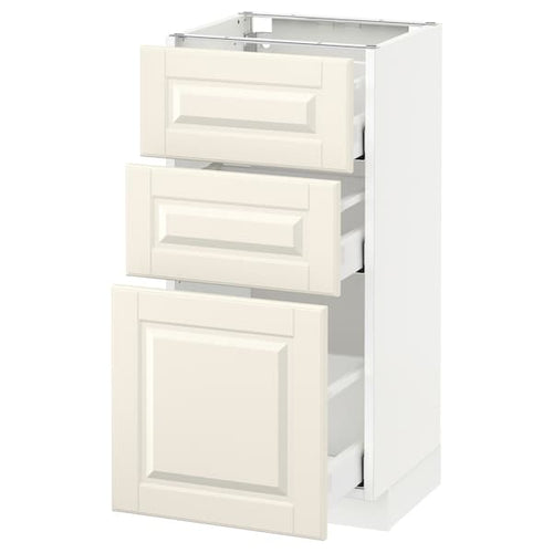 METOD / MAXIMERA - Base cabinet with 3 drawers, white/Bodbyn off-white, 40x37 cm