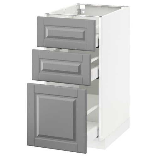 METOD / MAXIMERA - Base cabinet with 3 drawers, white/Bodbyn grey, 40x60 cm