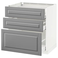 METOD / MAXIMERA - Base cabinet with 3 drawers, white/Bodbyn grey, 80x60 cm - best price from Maltashopper.com 19110555