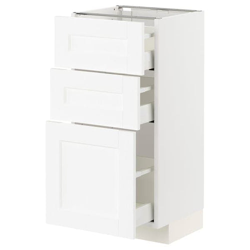 METOD / MAXIMERA - Base cabinet with 3 drawers, white Enköping/white wood effect, 40x37 cm