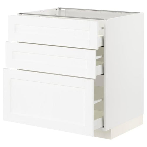 METOD / MAXIMERA - Base cabinet with 3 drawers, white Enköping/white wood effect, 80x60 cm