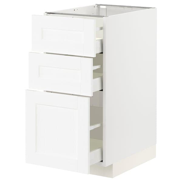 METOD / MAXIMERA - Base cabinet with 3 drawers, white Enköping/white wood effect, 40x60 cm - best price from Maltashopper.com 19473297