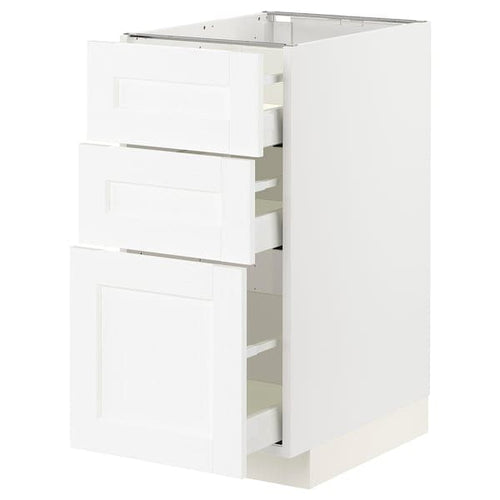 METOD / MAXIMERA - Base cabinet with 3 drawers, white Enköping/white wood effect, 40x60 cm