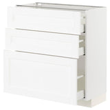 METOD / MAXIMERA base cabinet with 3 drawers, white Enköping/white wood effect, 80x37 cm