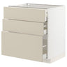 METOD / MAXIMERA base cabinet with 3 drawers, white/Havstorp beige, 80x60 cm