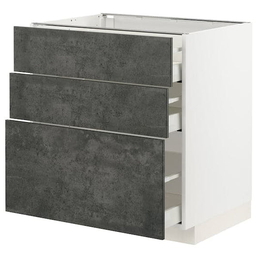 METOD / MAXIMERA - Mobile base con 3 cassetti , 80x60 cm - best price from Maltashopper.com 99415307