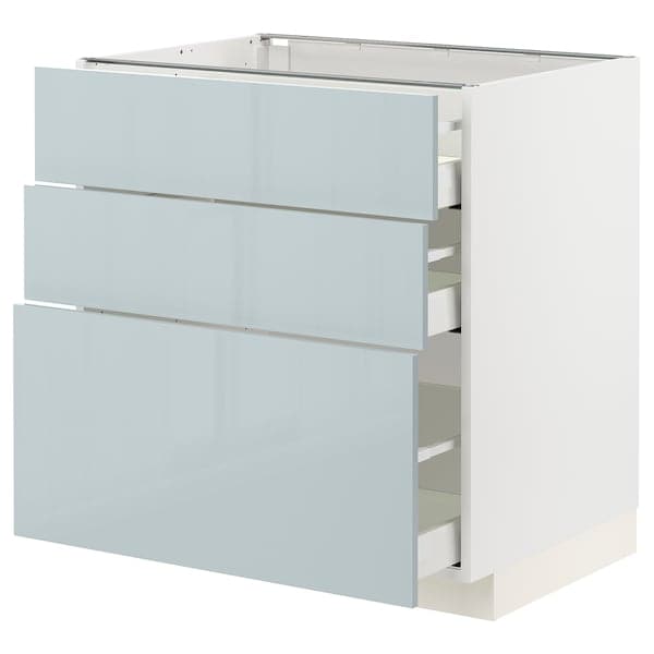 Ikea METOD / MAXIMERA - Base cabinet with 3 drawers, white/Kallarp light grey-blue, 80x60 cm