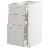 METOD / MAXIMERA base cabinet with 3 drawers, white/Lerhyttan light grey, 40x60 cm