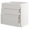 METOD / MAXIMERA base cabinet with 3 drawers, white/Lerhyttan light grey, 80x60 cm