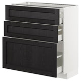 METOD / MAXIMERA base cabinet with 3 drawers, white/Lerhyttan black stained, 80x37 cm