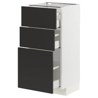 METOD / MAXIMERA - Base cabinet with 3 drawers, white/Nickebo matt anthracite , 40x37 cm - best price from Maltashopper.com 69497899