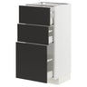 METOD / MAXIMERA base cabinet with 3 drawers, white/Nickebo matt anthracite, 40x37 cm