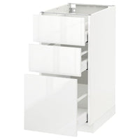 METOD / MAXIMERA - Base cabinet with 3 drawers, white/Ringhult white, 40x60 cm - best price from Maltashopper.com 79110468