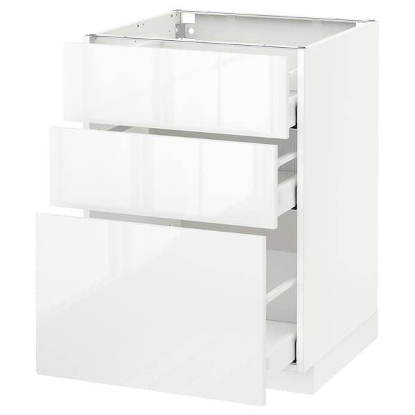 Ikea METOD / MAXIMERA - Base cabinet with 3 drawers, white/Ringhult white, 60x60 cm