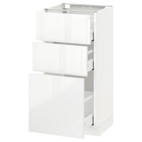 METOD / MAXIMERA - Base cabinet with 3 drawers, white/Ringhult white, 40x37 cm - best price from Maltashopper.com 69113603