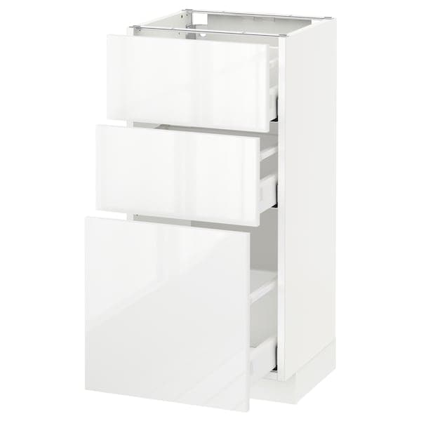 METOD / MAXIMERA - Base cabinet with 3 drawers, white/Ringhult white, 40x37 cm