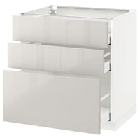 METOD / MAXIMERA - Base cabinet with 3 drawers, white/Ringhult light grey, 80x60 cm - best price from Maltashopper.com 69168600