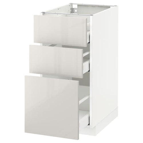 METOD / MAXIMERA base cabinet with 3 drawers, white/Ringhult light grey, 40x60 cm