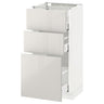 METOD / MAXIMERA base cabinet with 3 drawers, white/Ringhult light grey, 40x37 cm
