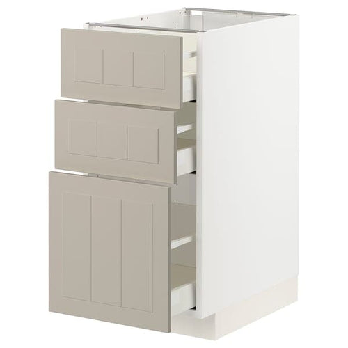 METOD / MAXIMERA base cabinet with 3 drawers, white/Stensund beige, 40.0x80.0x60.0 cm