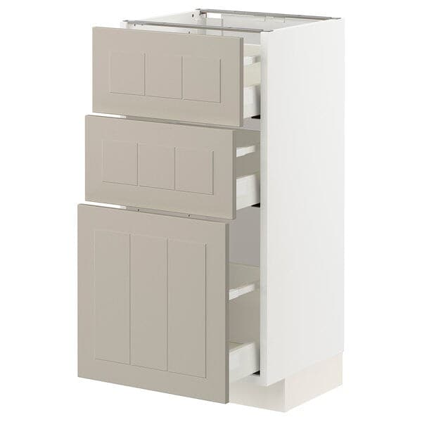 Ikea METOD / MAXIMERA - Base cabinet with 3 drawers, white/Stensund beige, 40x37 cm