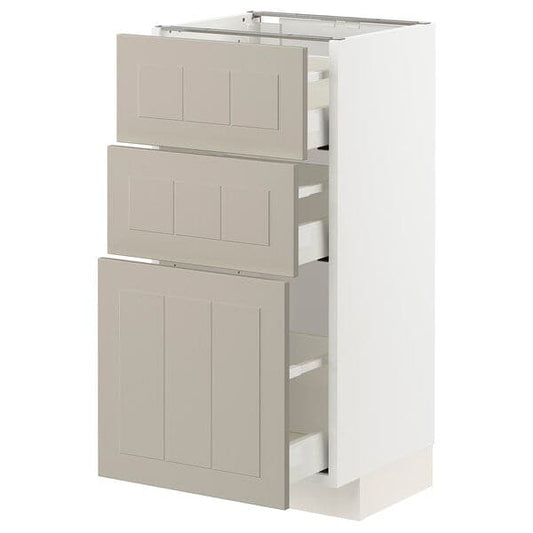 Ikea METOD / MAXIMERA - Base cabinet with 3 drawers, white/Stensund beige, 40x37 cm