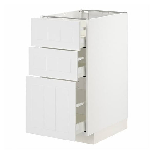 METOD / MAXIMERA - Base cabinet with 3 drawers, white/Stensund white, 40x60 cm