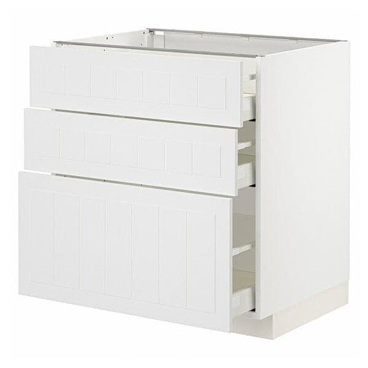 Ikea METOD / MAXIMERA - Base cabinet with 3 drawers, white/Stensund white, 80x60 cm