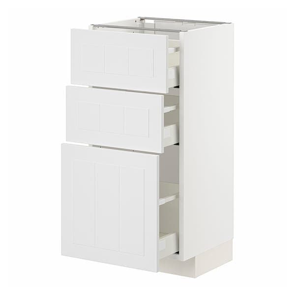 METOD / MAXIMERA - Base cabinet with 3 drawers, white/Stensund white, 40x37 cm - best price from Maltashopper.com 99409636