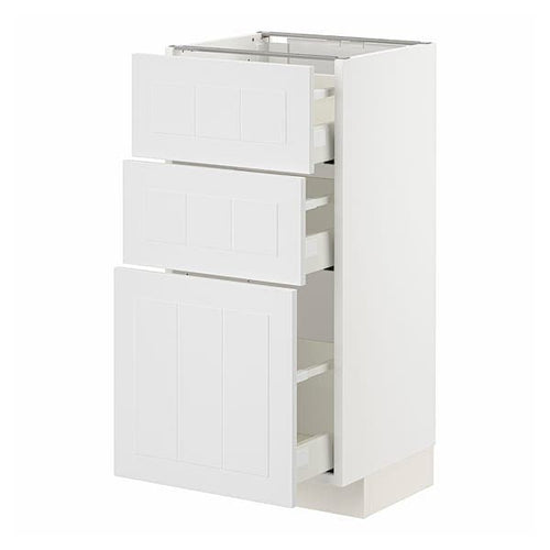 METOD / MAXIMERA - Base cabinet with 3 drawers, white/Stensund white, 40x37 cm